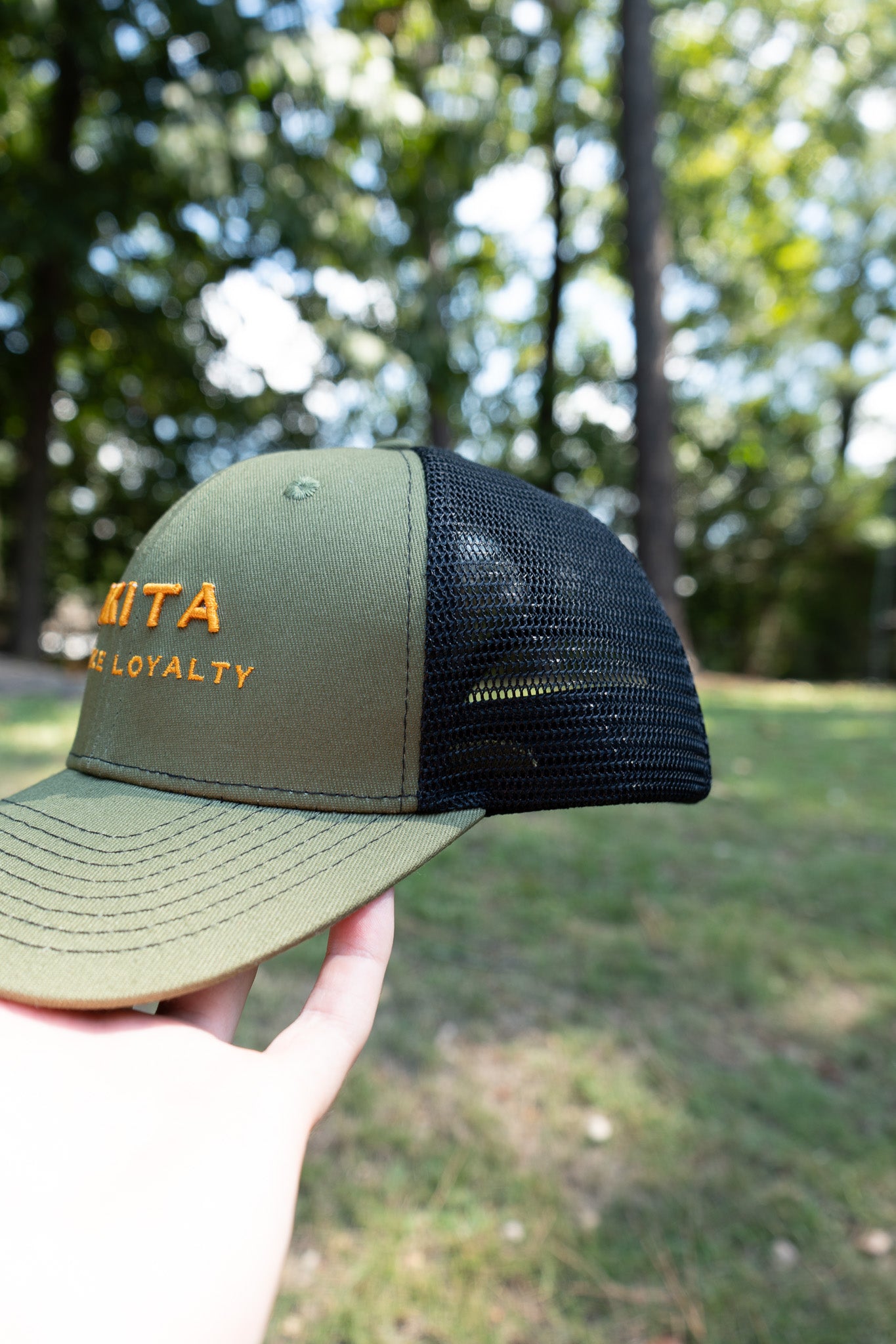 Akita Fierce Loyalty Hat - Moss Green and Orange