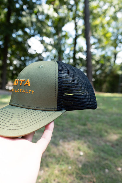 Akita Fierce Loyalty Hat - Moss Green and Orange